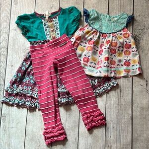 Matilda Jane holiday dress, tunic top and ruffle leggings